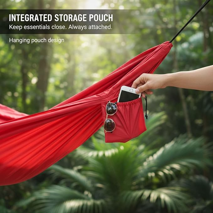 Foldable Portable Hammock for Travel and Outdoor Activities, Breathable Fabric Hanging Hammock with Adjustable Rope, Perfect for Camping, Garden, Patio, Beach Or Hiking Trips