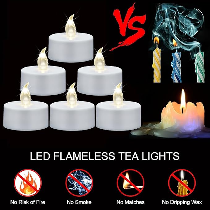 Flameless Tea Lights Candles, 150 Pack Battery Operated Led Electric Candle, Realistic Flickering Votive Fake Tealights, Long Lasting 200+Hours,for Wedding Party Home Decoration (Warm White)