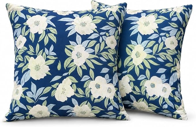 Outdoor Throw Pillows 18×18 Inch Pack of 2 Waterproof Decorative Patio Pillows with Inserts, Square Pillows for Garden Couch Sofa and Patio Furniture