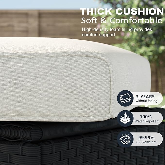 LayinSun 6 Piece Wicker Patio Furniture Set, Classis Outdoor Conversation 360 Degree Swivel Chairs Set with Coffee Table