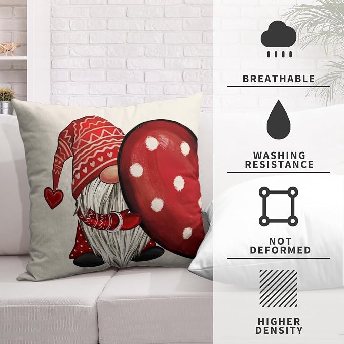 Valentines Day Throw Pillow Covers 24x24 Red Polka Dots Love Heart Pillow Covers Set of 2 Valentine Gnomes Cushion Cases for Bedroom Sofa Holiday Festivals Home Decor