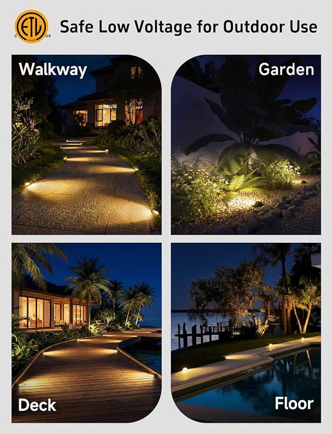 Gardenreet Landscape Well Lights Brass - Ip65 Hardwired Low Voltage Electric In Ground Lighting, LED 12V Waterproof Directional Fixture, Antique Bronze for Deck Patio Yard Without MR16 Bulb