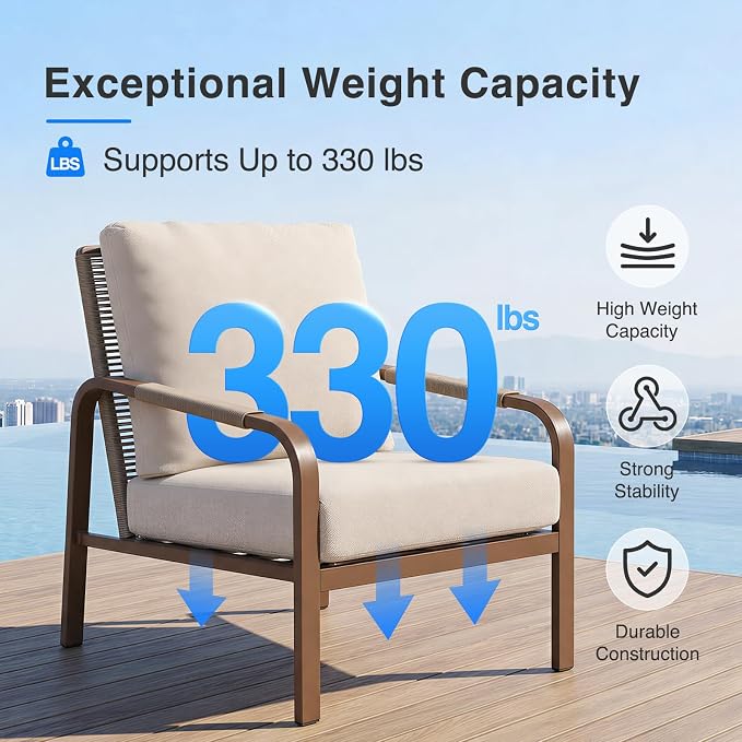 Aluminum Outdoor Patio Furniture Set,4-Piece Sectional Sofa with Coffee Table,Washable Thick Cushions,Modern Patio Conversation Set for Backyard,Garden,Porch,Balcony,Deck,Beige