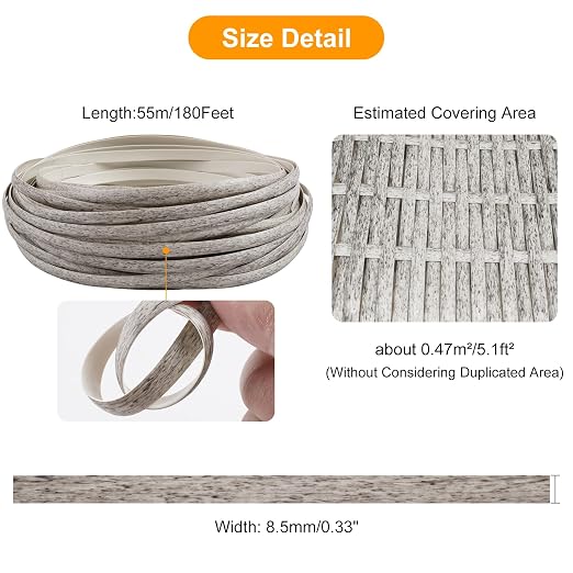 Feyart PE Rattan Strip for Outdoor Rattan Furniture Repair, 8.5mm Plastic Wicker for Patio Furniture Restore(Light Grey)