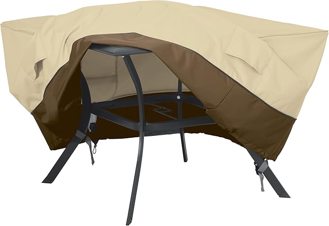 Classic Accessories Veranda Water-Resistant 60 Inch Square Patio Table Cover, Outdoor Table Cover Pebble/Bark/Earth