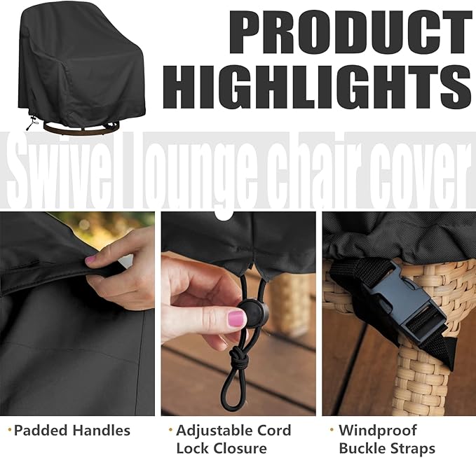 Outdoor Swivel Lounge Chair Cover 4 Pack,Waterproof Heavy Duty Outdoor Chair Covers, (39" W X 37" D X 38" H) Patio Furniture Cover for Swivel Patio Lounge Chair