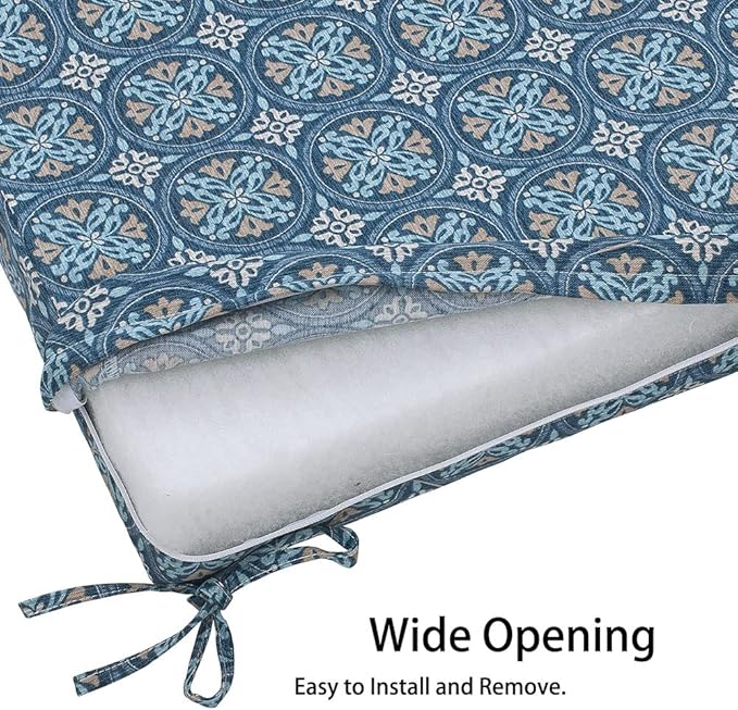 Magpie Fabrics Patio Bench Cushion Cover 42x18x3 Inch, NO Insert! Water&Fade Resistant Outdoor Loveseat Replacement Cover with Zipper (Morgan Medal Blue)