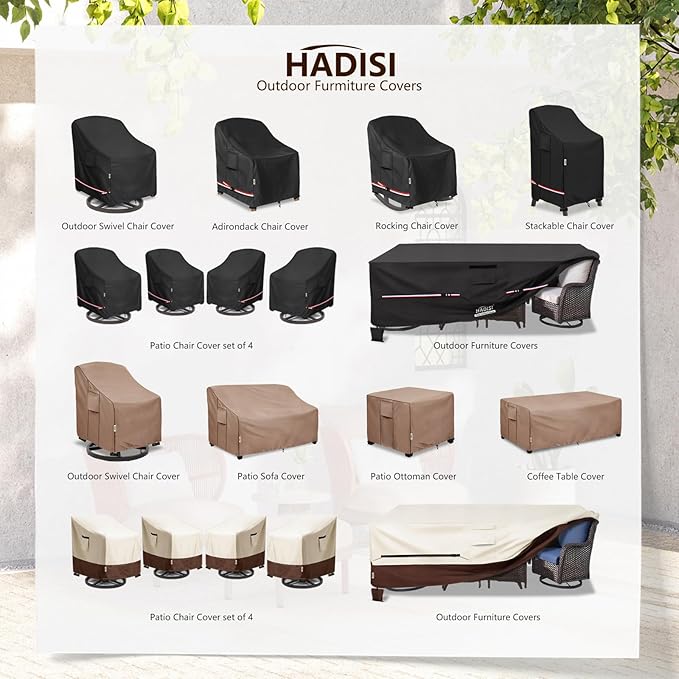 Patio Chair Covers for Outdoor Furniture Waterproof 4 Pack, Heavy Duty Waterproof Outdoor Swivel Chair Cover (30"W x34"D x36"H - Black)