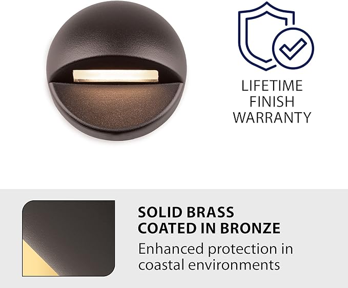 WAC Landscape Lighting, Round LED 12V Deck and Patio Light 2700K Warm Built-in LED in Solid Brass Coated with Bronze