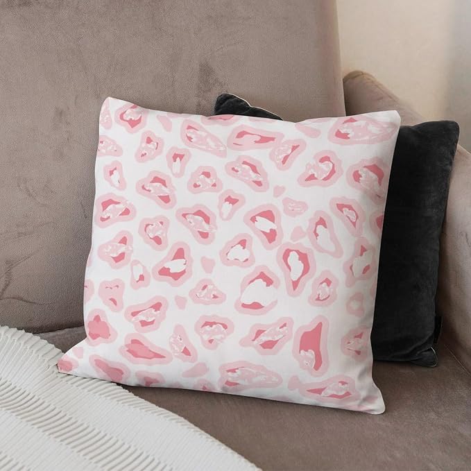 Throw Pillow Covers Chinoiserie Cheetah Print Pillows Retro Light Pink and Pink White Pillow Cover Accent Decorative Cushion Cases Home Decor for Couch Garden Tent Balcony 18x18 in