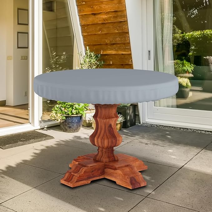 Seal Skin Covers Outdoor Round Table Top Cover, Heavy-Duty Elite PVC Waterproof & UV-Resistant Material, All-Weather Protection for Patio Furniture (Gray, 48"Dia x 4"H)