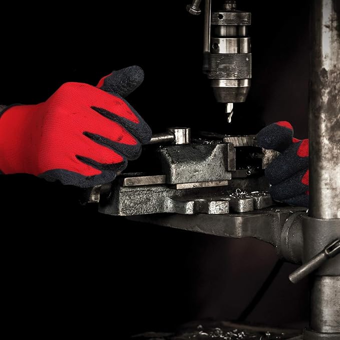 Evridwear Crinkle Latex Rubber Hand Coated Safety Work Gloves for Men Women General Multi Use Construction Warehouse Gardening Assembly Landscaping,Red Medium 120 Pairs Pack