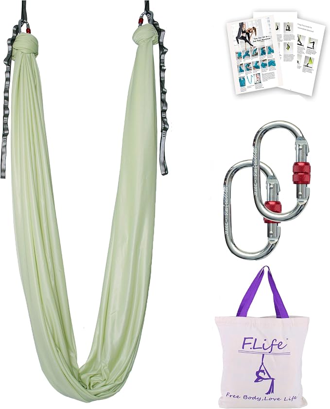 F.Life Aerial Silk Yoga Hammock & Swing for yoga Inversion,Strength training,starter hardware kit