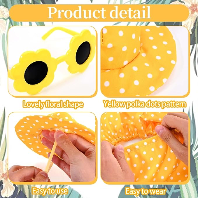 JcHrmers Hawaiian Goose Outfit Summer Porch Goose Outfits Bikini Goose Clothes for Outdoor Garden Yard Decor (Yellow Polka Dots, 23 Inch)