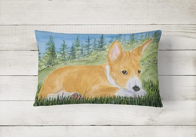 Caroline's Treasures SS8016PW1216 Basenji Canvas Fabric Decorative Pillow Machine Washable, Indoor Outdoor Decorative Pillow for Couch, Bed or Patio, 12HX16W