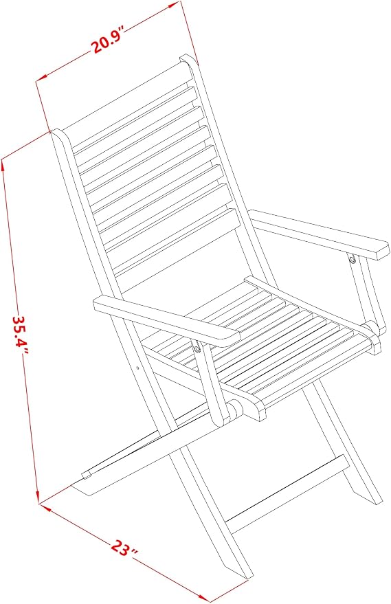 East West Furniture DEBS7CANA 7 Piece Patio Dining Set Consist of a Rectangle Outdoor Acacia Wood Table and 6 Folding Arm Chairs, 40x72 Inch, Natural Oil