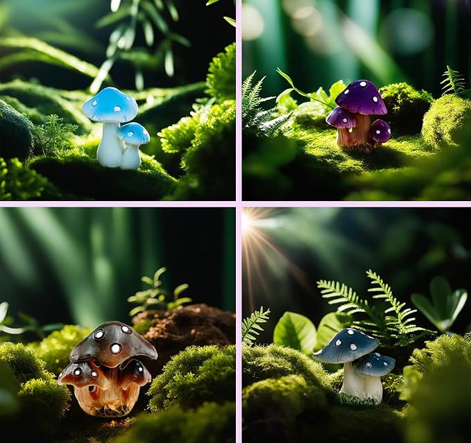 JKanruh 12 Pcs 1.5 to 1.8 Inch Resin Mushroom,Cute Mushrooms Fairy Garden Mushrooms Ornaments for Outdoor Decoration,Home Décor,Cake Decoration,DIY Bonsai Craft …