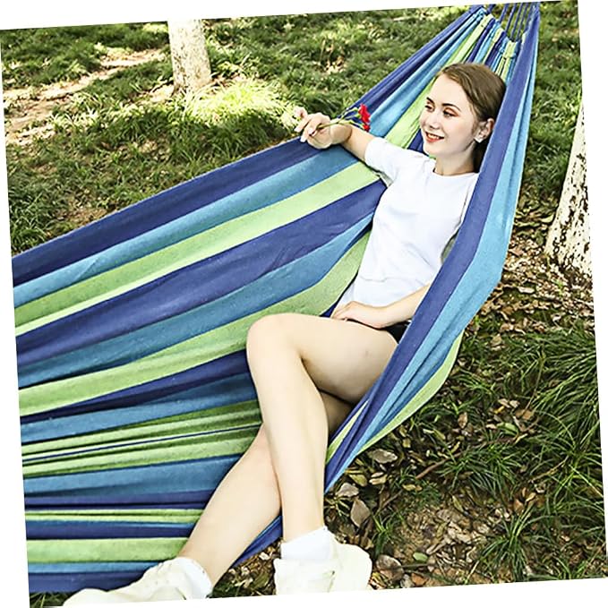 Portable Double Hammock Durable Canvas Swing for Outdoor and Indoor Use Lightweight Design for Camping and Family Color Easy to Pack
