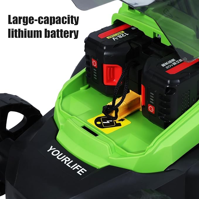 Battery Cordless Self Propelled Lawn Mower - 1600W Electric Lawn Mower, Walk-Behind Lawn Mowers, Upgraded Brushless Push Mower, 30L Grass Tank, Lightweight & Quiet Green