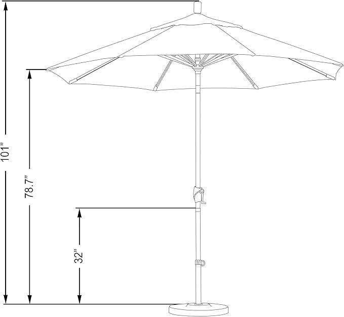 California Umbrella GSPT908302-5453 9' Round Aluminum Market, Crank Lift, Push Button Tilt, Black Pole, Sunbrella Canvas