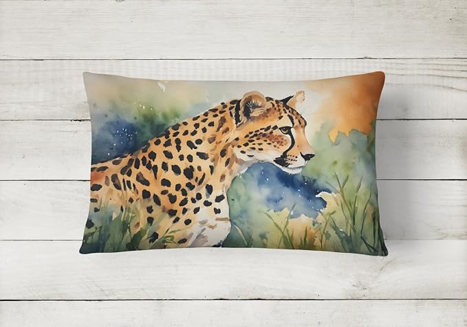 Caroline's Treasures DAC2888PW1216 Cheetah Throw Pillow Machine Washable, Indoor Outdoor Decorative Pillow for Couch, Bed or Patio, 12HX16W