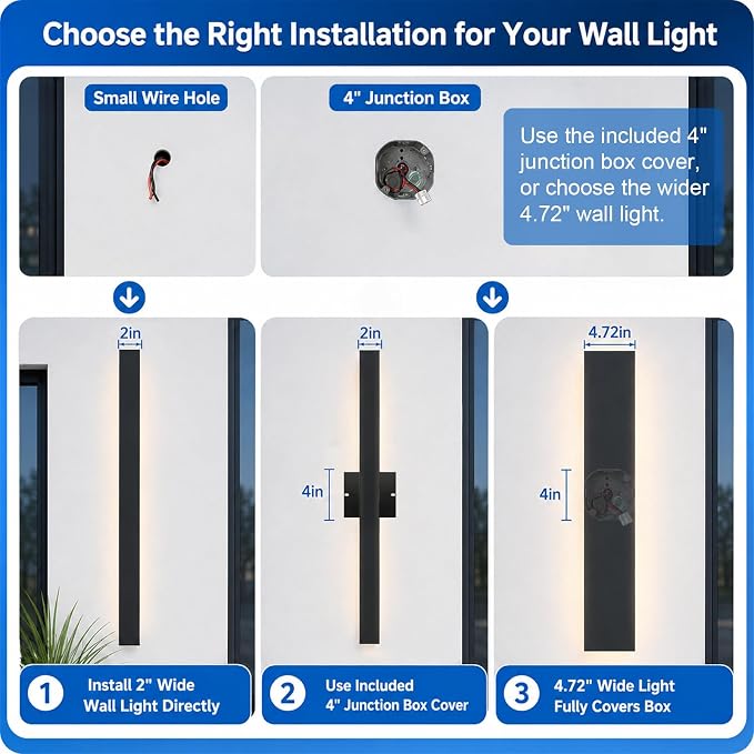 Modern Outdoor Lights - 47.3inch Outdoor Exterior Linear Sconce Black Patio Wall Light Fixtures, Long Strip Wall Lights Fixture Outside for Garage, House
