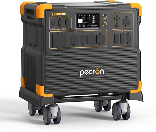 PECRON Portable Power Station E3800 LFP, 3840Wh LiFePO4 Battery Backup, 120/240V 4200W AC Output, Expandable to 53.76kWh Power Station, Solar Generator for Home Use, Emergency, Camping, RV