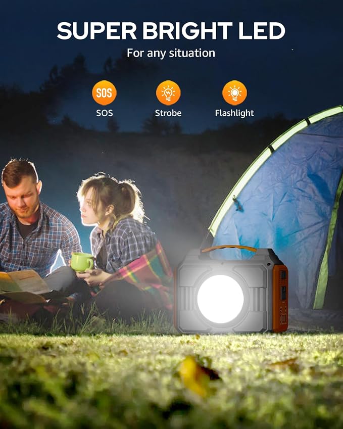 Portable Power Station 300W, Outdoor Solar Generator Backup Battery Pack 220Wh/60000mAh, Portable Laptop Charger with 110V AC Outlet for Home Use, Emergency Outage, Camping Travel, RV Trip