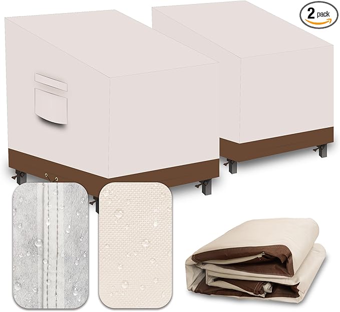 Heavy Duty Patio Chair Covers Waterproof Outdoor, 2 Pack 600D Patio Furniture Covers for Outdoor Rocking Swivel Adirondack Chairs, Lounge Deep Seat 38'' W x 40''D x 24''H/ 34''H Beige Brown