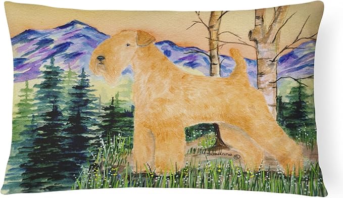 Caroline's Treasures SS8168PW1216 Lakeland Terrier Canvas Fabric Decorative Pillow Machine Washable, Indoor Outdoor Decorative Pillow for Couch, Bed or Patio, 12HX16W