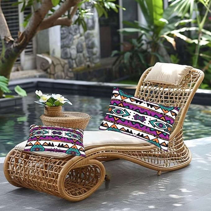 Outdoor Pillows Waterproof Set of 2 Outdoor Pillow Covers 16x24 Inch, Ethnic Throw Pillows Abstract Pillow Covers, Garden Decorative Pillows Outdoor Pillows for Patio Furniture Car Home Decor -hs402