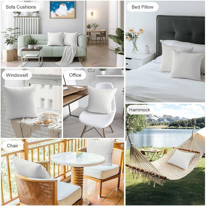 Vandarllin Outdoor Throw Pillows Covers 24x24 inch Set of 2 Waterproof Sage Green Stripes Decorative Zippered Cushion Covers for Patio Furniture, Modern Art Lines Lumbar Pillowcases