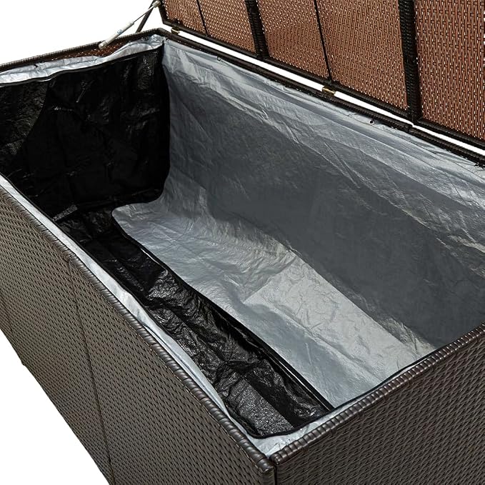 Garden Storage Box Indoor/Outdoor Storage Container and Gardening Tools - Store Items on Patio, Garage, Yard.Poly Rattan 70.8"x35.4"x29.5" Brown