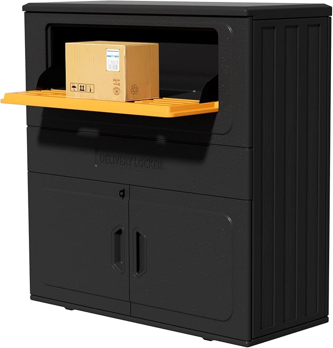Mrosaa Package Delivery Boxes for Outside,Resin Anti-theft Lockable Package Delivery Box,Waterproof Deck Box for Porch, House, Curb, Patio,Bakcyard