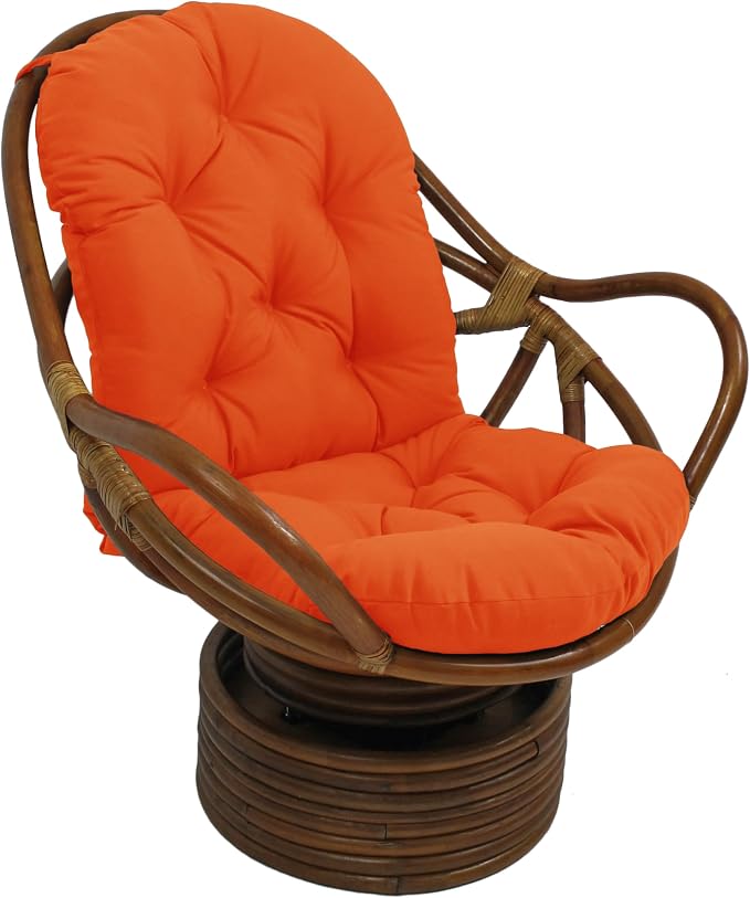 Blazing Needles Solid Outdoor Spun Polyester Swivel Rocker Cushion, 48" x 24", Tangerine Dream