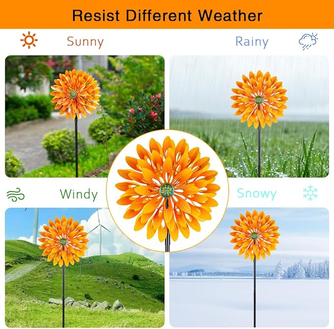 VEWOGARDEN Sunflower Wind Spinner with 6 Blades, Metal Kinetic Wind Spinners Outdoor for Yard, Garden, Lawn Decorations