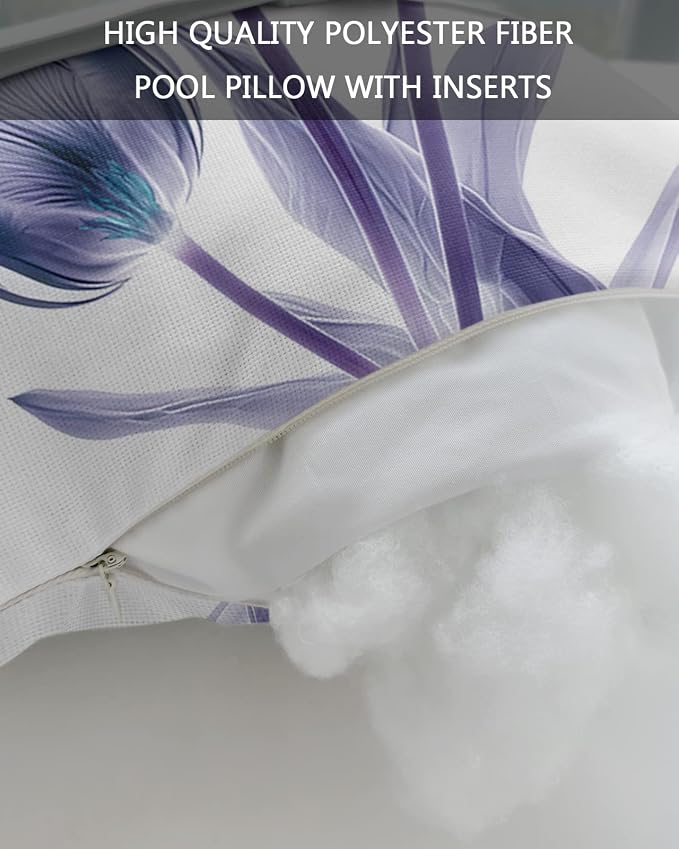 Outdoor Pillows Covers with Inserts Abstract Transparent Flower Tulip Blue Purple Waterproof Recliner Pillow with Adjustable Strap Throw Pillows for Patio Furniture Pool Lounge Chair, 11x16 inch, 1PCS