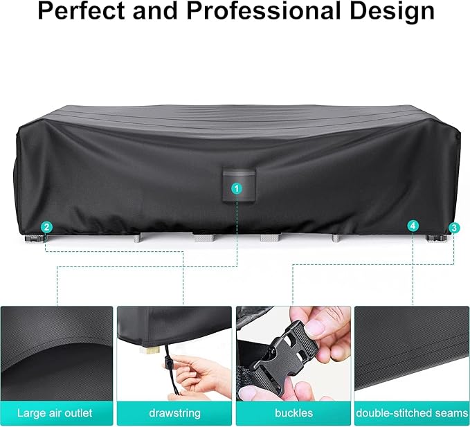 Patio Furniture Covers - Heavy Duty 600D Outdoor Furniture Cover - Waterproof, Covers for Sectional Sofa Set & Table & Chair Set, 84"L×44"W×23"H