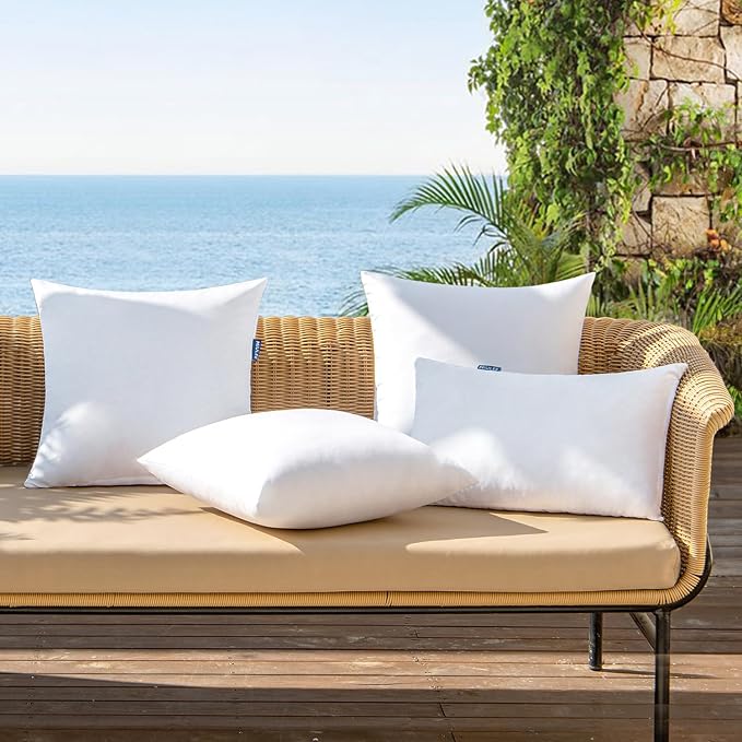 MIULEE 26x26 Inch Outdoor Pillow Insert Euro Throw Pillow Insert | Water-Resistant Premium Outdoor Pillow Stuffer Sham Square for Couch Sofa Patio Furniture Cushion Porch Swing