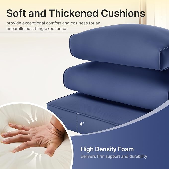 SUNCOZE 14-Piece Outdoor Cushions for Patio Furniture, 25.6"x25.6" Couch Cushion Replacement Designed for 6-Seat Sectional Sofa Sets, Anti-Slip Patio Cushions for Garden, Backyard, Porch (Blue) | 25.6"x25.6" Couch Cushion Designed for 6-Seat Sectional ...