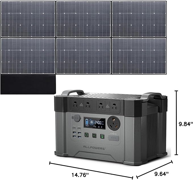 ALLPOWERS S2000 Pro Solar Generator with SE200 200W Foldable Solar Panel Included, 2400W Portable Power Station, MPPT 1451Wh Power Generator, UPS Function, Solar Backup Power for Home Outdoor Camping