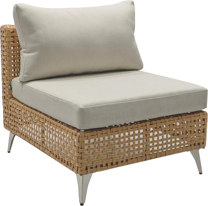 YOPTO 7-Piece Outdoor Conversation Sectional Sofa Set with Water Resistant Thick Cushions & Coffee Table,Wicker Patio Furniture Set W/Removable Cushions Cover,DIY Combination,for Porch,Backyard,Beige