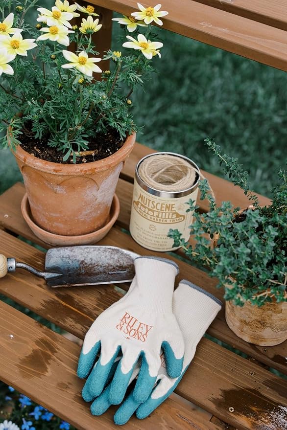 RILEY & SONS Eco-Friendly Garden Gloves - Biodegradable, GOTS Certified Organic Cotton, FSC Certified Rubber, Unisex Sizing