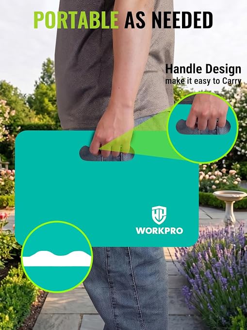WORKPRO Extra Thick Kneeling Pad, 2-Pack, 17.5 x 11 x 1.5 in | Robin Egg Blue & Blue, Soft NBR Foam Cushioning, Large Foam Kneeler Mat for Gardening, Exercise, Workout Supplies