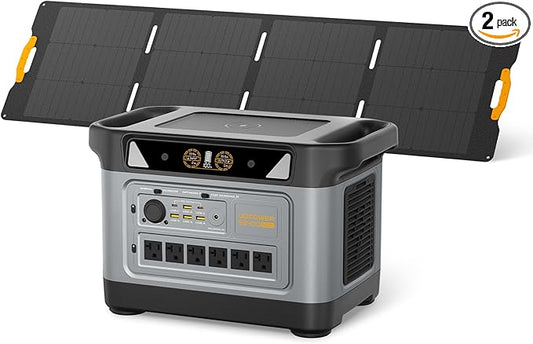 UDPOWER S2400 Portable Power Station(Solar Panel Option), 2083Wh LiFePO4, 2400W (Surge 3000W) UPS, 6 AC Outlets, Solar Generator for RVs Camping Emergency, Home Backup (Bundle(S2400+210W panel))