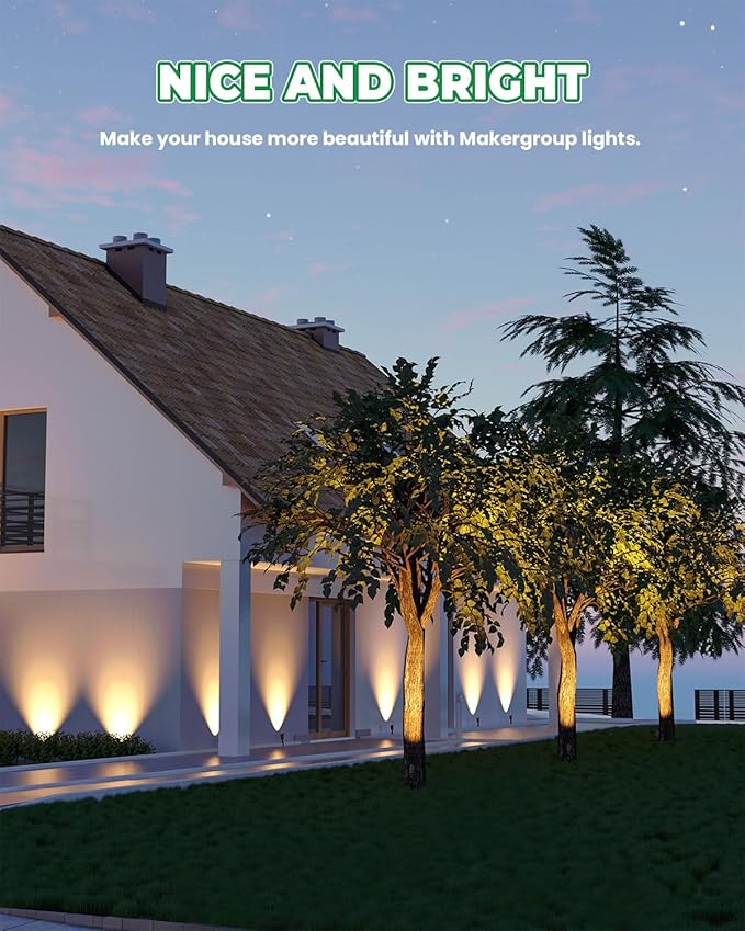 Low Voltage Brass Landscape Light, Solid Outdoor Spotlight with Replaceable MR16 LED Bulb 5W, 2700K Warm White, 12V 24V Landscape Lighting, Waterproof Design for Garden, Yard