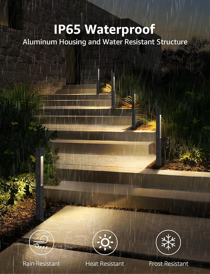 SUNVIE 3W LED Low Voltage Landscape Pathway Lights 3000K Black, 8 Pack | IP65 Waterproof, Modern Design, Anti-Glare, 12-24V AC/DC, Aluminum, Outdoor Landscape Lighting for Walkway, with Connectors