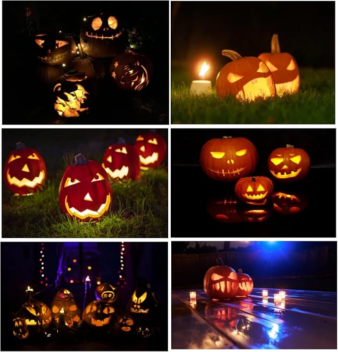 Halloween Pumpkin Lights Decoration,Flameless Led Candles,Diveable Tea Light, Party Decorative Lights, Pack of 12, Green