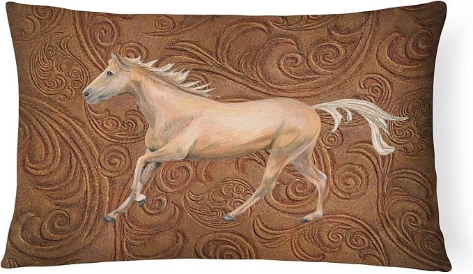 Caroline's Treasures SB3060PW1216 Horse Canvas Fabric Decorative Pillow 100% Machine Washable Pillow, Indoor or Outdoor Decorative Throw Pillow for Couch, Bed or Patio