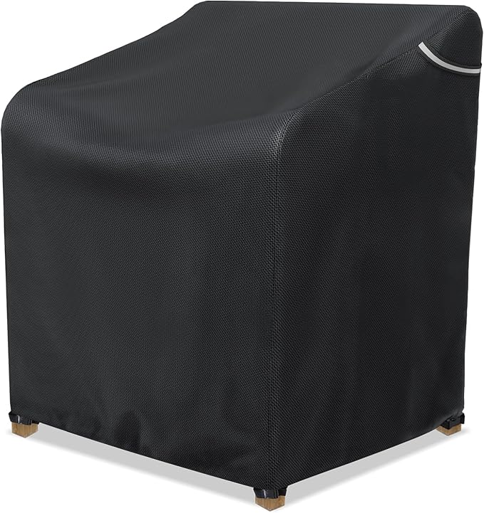 AKEfit Patio Chair Covers for Outdoor Furniture Waterproof 1 Pack,Heavy Duty Outdoor Chair Covers Waterproof for Lawn Lounge Seat, Wicker, Adirondack&Rocking Chairs,Black-25.5Wx25.5Dx47H inches